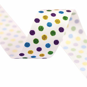 Nastro in Grosgrain Glitterato con Pois Scintillanti per Halloween, 3,8 cm x 10 Iarde, per Confezioni Regalo e Decorazioni per Feste - Product Image 4