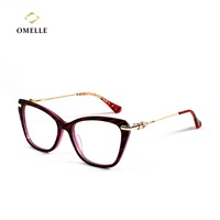 Lunettes de vue pour femmes OMELLE en métal et acétate, monture optique œil de chat en acétate