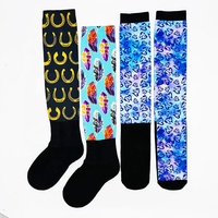 Chaussettes équestres hautes imprimées par sublimation pour femmes, conception d'illustration personnalisée