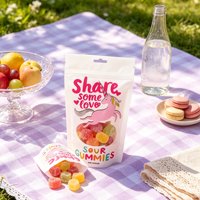 Sachet Doypack refermable avec fenêtre, impression hélio, recyclable, qualité alimentaire, résistant à l'humidité pour bonbons