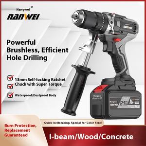 Bor Listrik Industri 800W Isi Ulang Lithium 13mm 140N/<span class=keywords><strong>m</strong></span> Impact Multi-Guna Bor Tangan Tanpa Kabel untuk Permukaan Es Bertenaga Brushless - Product Image 5