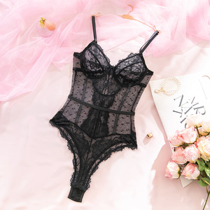 ZZYUP 6969OU Lace See Though Deep V Casual Sexy Bodysuits Woman Slim Fit <strong>Mesh</strong> Strap Backless Sexy Jumpsuit <strong>Playsuit</strong> for Women - Product Image 6