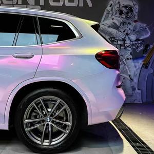 WRAPMASTER 1.52*17m Vinilo Adhesivo Camaleón PET Color Oro Estrellado Puro con Brillo Rosa, Nuevo Diseño - Product Image 3