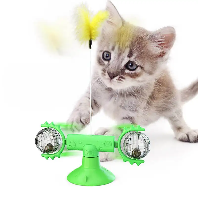 O exclusivo rotativo gato brinquedo pena provocando vara pode ser preenchido com catnip pet brinquedo interativo gato companhia presentes