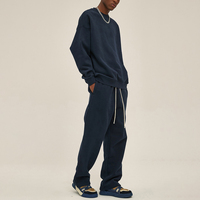 HD044 Vente en gros poids lourd 350 gsm surdimensionné sweats à capuche personnalisés hommes ras du cou sweat et joggers ensemble