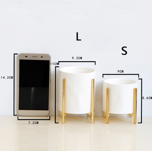 Vase à fleurs hydroponique de Style minimaliste moderne nordique INS Vase en céramique de bureau avec support en métal pour la décoration de la maison - Product Image 6