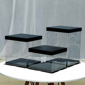 <span class=keywords><strong>8</strong></span> Inch Biểu Tượng Tùy Chỉnh Cao Quý Trong Suốt Nhựa PET Hộp Bánh Vuông - Product Image 2