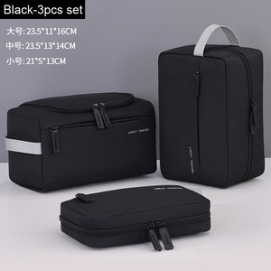 Juego de 3 bolsas de poliéster para artículos de aseo, bolsa de viaje de gran capacidad, multifuncional, para hombres, bolsa de maquillaje, bolsa de almacenamiento de cosméticos, bolsa de aseo. - Product Image 4