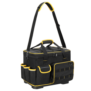 16-inch Waterproof <b>Tool</b> <b>Bag</b> with Hard Bottom Detachable Divider Heavy Duty <b>Tool</b> <b>Tote</b> with Multiple Pockets OEM Available Black - Product Image 5