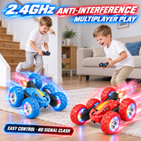 Voiture télécommandée dinosaure EPT Wholesale 2,4 GHz, double face, rotation à 360°, avec lumières et pulvérisation pour enfants
