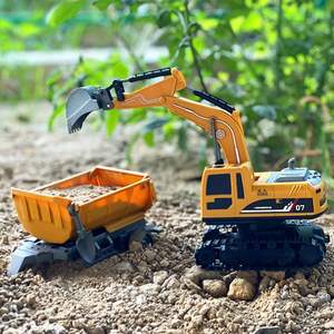 Excavatrice RC 3-en-1 Dwi Dowellin pour enfants, échelle 1:22, véhicule de construction télécommandé en métal 12 canaux, chargeur 360 - Product Image 2