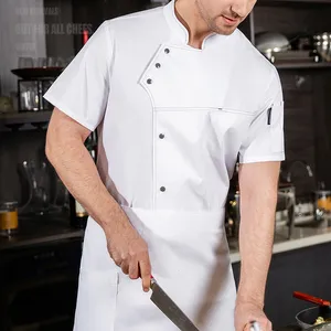 OEM jaket seragam koki staf restoran kualitas tinggi, jaket seragam koki berbagai desain modis kustom