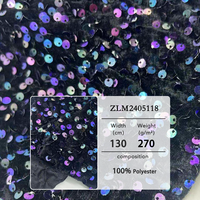 Tela de Bordado Elástica de Alta Densidad con Lentejuelas Azul Púrpura para Accesorios de Boda, Personalizable, Certificada por OEKO-TEX, Zhenlei