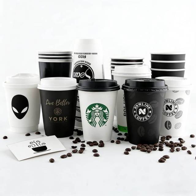 manufacturer Custom Print LOGO 8 12 oz Cup for Hot Drink Single Double Wall Disposable Paper Coffee Cup With Lid