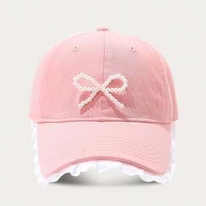 Gorras de Béisbol Deportivas para Mujer, con Borde de Encaje, Parte Superior Suave y Lazo de Perlas - Product Image 4