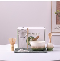 Ensemble de fouets à matcha en bambou avec logo personnalisé, ensemble de bols en céramique, kit de matcha en céramique, OEM, fouet à matcha cérémoniel chromé