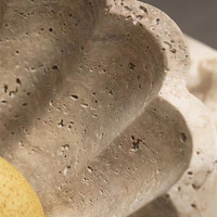 Plateau rond en pierre de travertin beige naturel, bol multi-usages pour rangement de vanité, service de fruits et fruits secs.