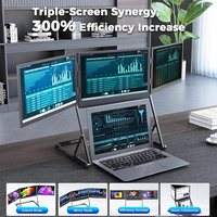 Monitor Portátil Triple de 15.6 Pulgadas para Laptop, Pantalla FHD IPS Extensible, Doble Tipo-C HDMI, Diseño Metálico Plegable para Windows y MacOS