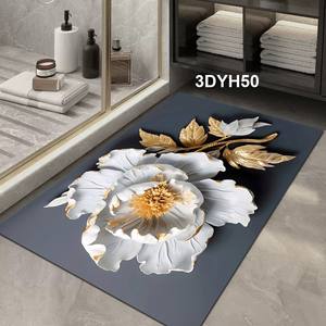 Tappetino da <span class=keywords><strong>Bagno</strong></span> Floreale Stampato in 3D, <span class=keywords><strong>Lavabile</strong></span>, Super Assorbente, in Diatomite con Retro in Gomma Antiscivolo, Asciugatura Rapida - Product Image 6