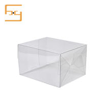 Boîte d'emballage carrée en PET plastique transparente pliable personnalisée avec matériaux recyclés pour autocollants de bougies et artisanat (épaisseur 0,5 mm)