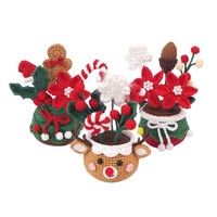 Ornement de Noël en pot fait main au crochet, Décoration d'ambiance pour salon et bureau, Fleur au crochet en fil, Cadeau, Croix