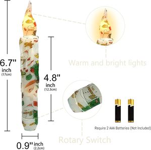 Set di 4 Candele LED Affusolate Rosse e Verdi Senza Fiamma con Telecomando per Natale, Matrimoni e Veglie Speciali - Product Image 5