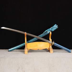 <span class=keywords><strong>Katana</strong></span> de 103 cm, fabriqué à Longquan, <span class=keywords><strong>forgé</strong></span> à la main, en acier T10 trempé à l'argile, bleu fluorescent, modèle métallique haut de gamme, cadeau pour homme, accessoire de cosplay. - Product Image 2