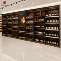 Présentoir mural modulaire personnalisé pour vins et spiritueux, en bois et métal, pour magasin de vins