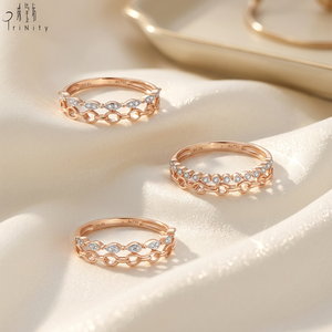 แหวนแหวนเพชรธรรมชาติแท้ขนาด18K แหวนแหวนซ้อนได้จากโรงงานส่งออกเครื่องประดับที่ดีที่สุดแหวนครึ่งนิรันดร์ - Product Image 6