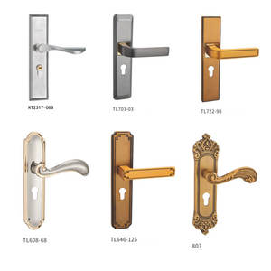 Son stilleri alüminyum alaşım paslanmaz çelik fırçalanmış uzun plaka kapı kolu kilit iç için ahşap kapı - Product Image 1