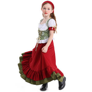 <span class=keywords><strong>Disfraz</strong></span> de <span class=keywords><strong>Halloween</strong></span> de comercio exterior para <span class=keywords><strong>Amazon</strong></span> para niñas, Oktoberfest de granja para niños, vestido de baile rojo vino largo dividido, personaje de eco - Product Image 3