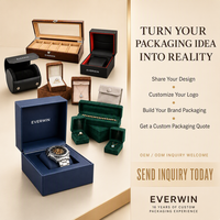 EVERWIN, boîte en papier magnétique personnalisée certifiée FSC, emballage rigide noir de luxe avec couvercle pliable pour bijoux, parfums, montres, vente au détail