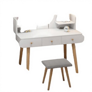 Modern Luxury Wood <strong>Pine</strong> Bedroom <strong>Dressing</strong> <strong>Table</strong> Lighted LED Mirror Light Drawer Panel Design for Hotel Bathroom Living Room Use - Product Image 3
