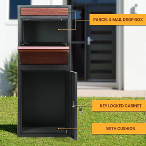 <span class=keywords><strong>Arredamenti</strong></span> per la casa da <span class=keywords><strong>esterno</strong></span> cassetta postale nera di alta sicurezza con finitura a grana di legno-cassetta di sicurezza per pacchi con lucchetto - Product Image 6