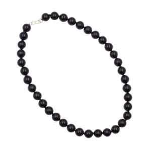 Collar Unisex de Plata de Ley 925 con Cuentas Redondas de Ónix Negro, Chapado en Plata, Ajustable, Hecho a Mano, Regalo de Boda - Product Image 3