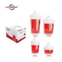 Hanspray 600ml HVLP 1.3mm Spray Gun Cup dengan Sambungan Cepat Tanpa Cuci untuk Cat Mobil Bahan PP Garansi 3 Tahun
