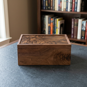 B.S. INTERNATIONAL Natural Finish Stainless Steel Eco-Friendly American Style Cremation Urn <b>Box</b> Hand Carved Large Casket 220 - Product Image 1
