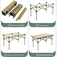 Table pliante d'extérieur Manshan en acier à haute teneur en carbone, table à roulettes, table portable pour le camping et le barbecue, table longue 3 kg