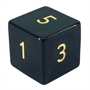 Dés en pierre de haute qualité D6, cube en agate noire, pierre précieuse naturelle, cristal, dés D6 gravés, dés personnalisés avec points, ensembles de dés Vikings - Product Image 1
