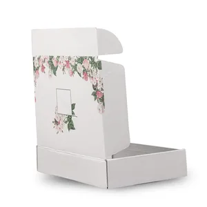 Impresión de logotipo personalizado de flores, caja de cartón plegable de alta calidad, papel de correo, ropa, calcetines, bufandas, embalaje