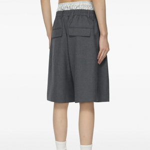 Custom Clothing Manufacturer Double Waist Design Double-pleated Suit Trouser Grey <strong>Tailored</strong> <strong>Shorts</strong> for <strong>Men</strong> - Product Image 5