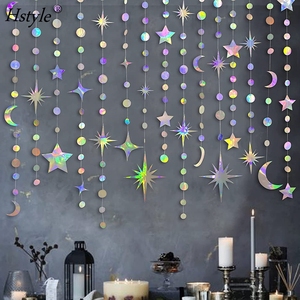 Iridescente stella luna cerchio punto ghirlanda decorazione del partito Kit appeso mezzaluna e scintillio piccola stella Streamer Bunting Banner - Product Image 1