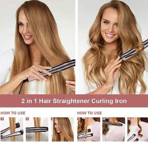 ヘアカーラーツイストヘアストレートナー2in1プロフェッショナルヘアカーリングアイアンチタンプレートデュアルボルテージフラットアイアン - Product Image 5