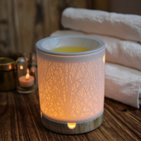 Classique blanc forêt Design aromatique chauffe-bougie parfum cire fond et brûleur à huile chauffe-plat pour diffuseur d'encens et d'aromathérapie