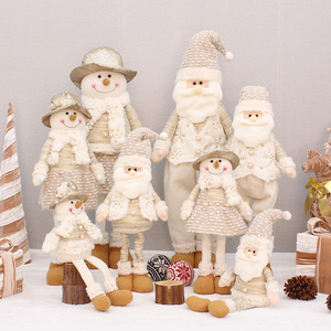 Poupée bonhomme de neige en tissu de couleur claire, décoration de Noël pour intérieur, finition mate - Product Image 1