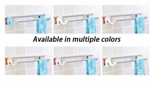 Aoniu Traceless Double Rod Towel Rack Transparent Strong Double Deck Towel Rack Bathroom <b>Hooks</b> - Product Image 5