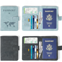 Porte-passeport portable en cuir PU pour les essentiels de voyage, étui de protection pour passeport, portefeuille de cartes avec blocage RFID