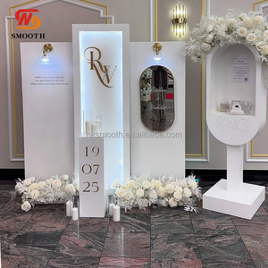 SMOOTH Traditional White Wedding Set of Acrylic PVC Arch <b>Backdrop</b> <b>Stand</b> With Light Wedding Reception <b>Backdrop</b> Design - Product Image 5