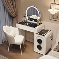 Tables de maquillage avec haut-parleur audio intégré et miroir anti-buée, coiffeuse gain de place pour la chambre à coucher, usage domestique