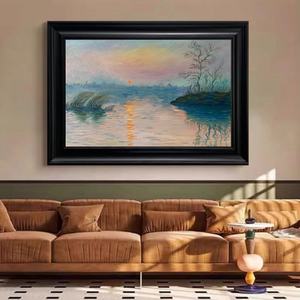 Pintura al Óleo Personalizada de Arte Minimalista Moderno, Estilo Atardecer, Arte Acuático Atmosférico, Pintura Acrílica para Hogar y Galería - Product Image 5